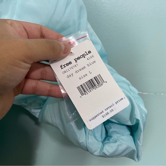 Free People Ella Puffer‎ Coat Puffa Jacket Icy Blue Sz L - Picture 3 of 6